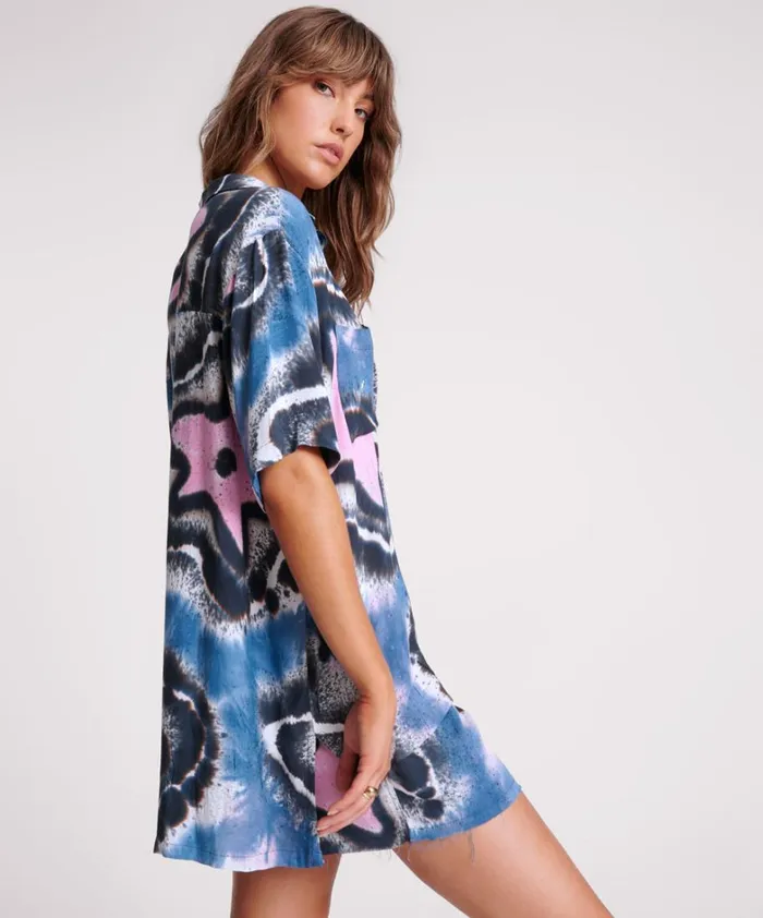 One Teaspoon Shirts HAND PAINTED FLORAL SHORTS SLEEVE SHIRT 8211 Women