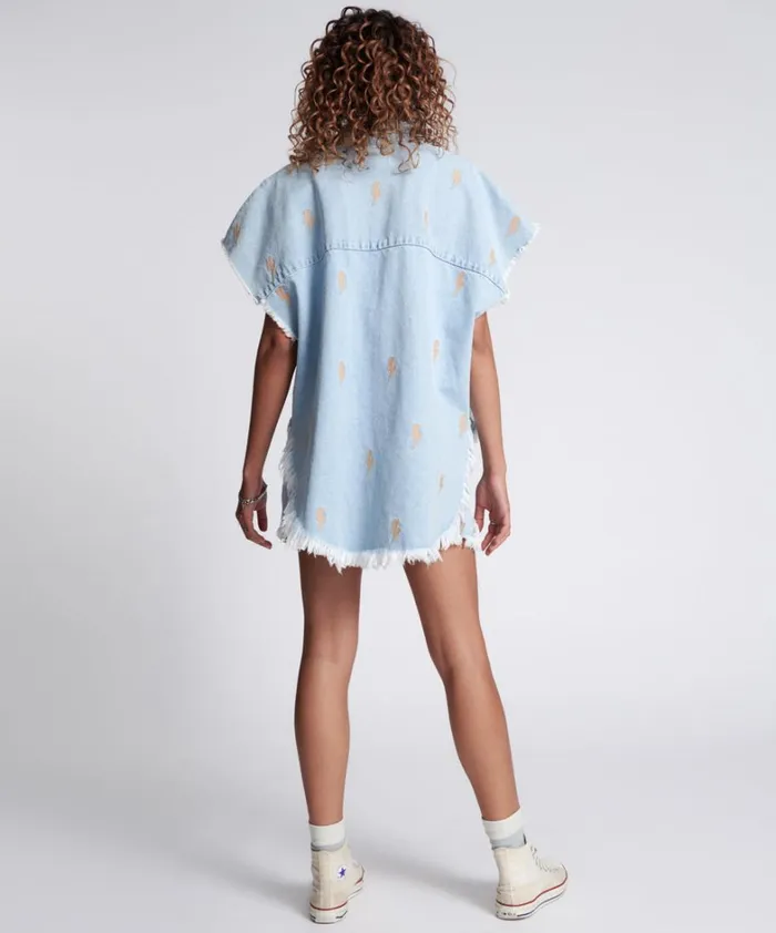 One Teaspoon Shirts LIGHTNING BOLT CUT OFF DARIA SHIRT 8211 Women