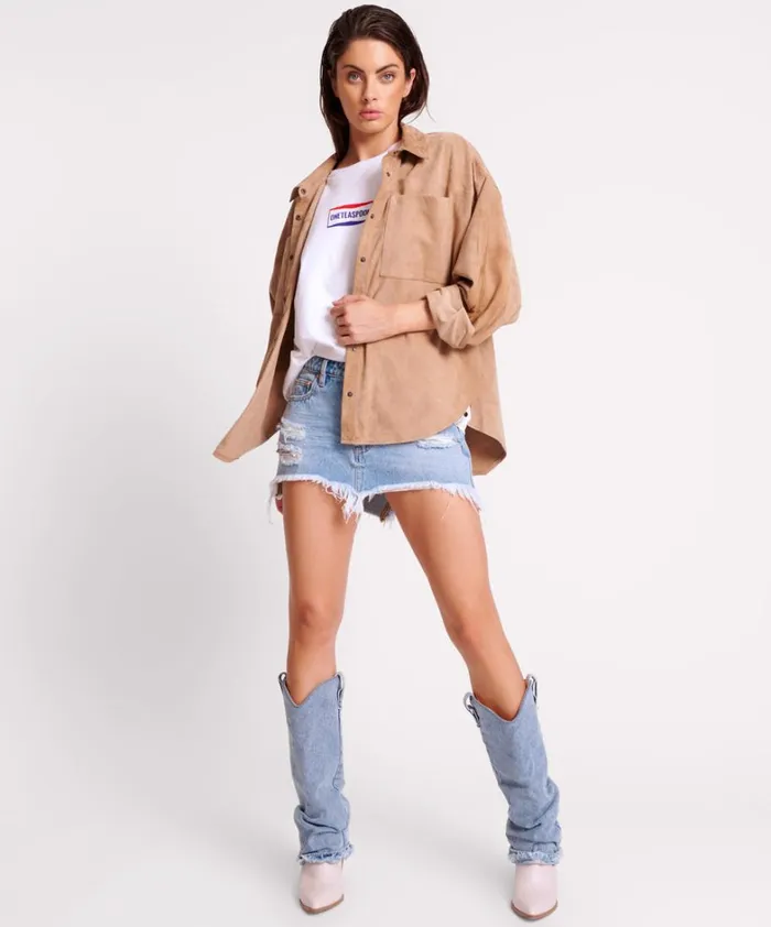 One Teaspoon Shirts SAND SUEDE LEATHER DARIA SHACKET 8211 Women
