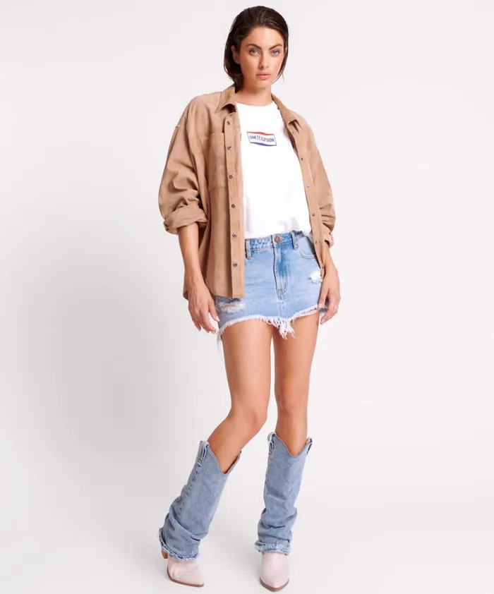 One Teaspoon Shirts SAND SUEDE LEATHER DARIA SHACKET 8211 Women