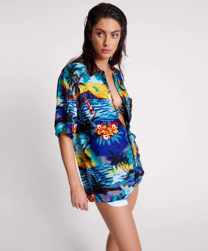 One Teaspoon Shirts UTOPIA LEOPARD PRINT HAWAIIAN SHIRT 8211 Women