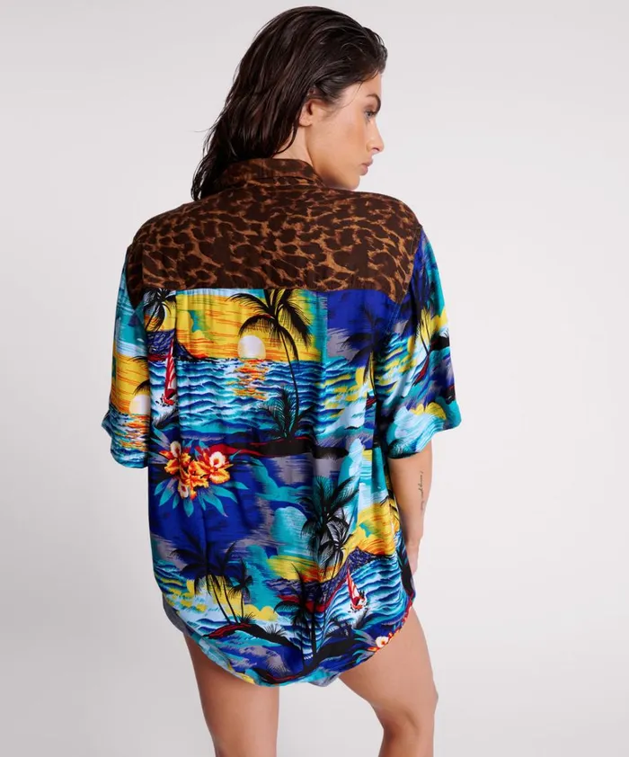One Teaspoon Shirts UTOPIA LEOPARD PRINT HAWAIIAN SHIRT 8211 Women