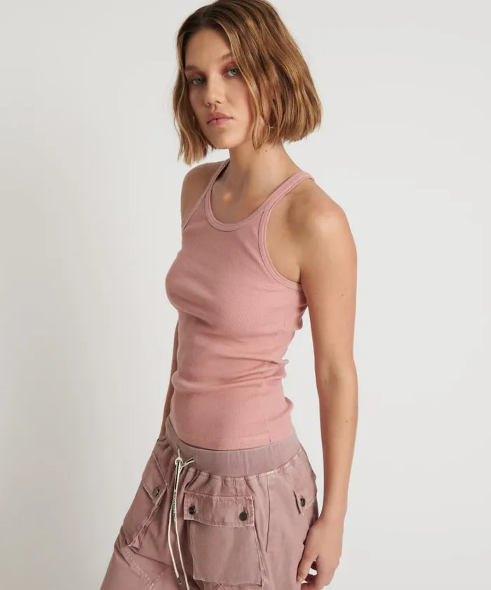 One Teaspoon Tees and Tanks BLUSH BAMBOO LOGO SINGLET 8211 Women