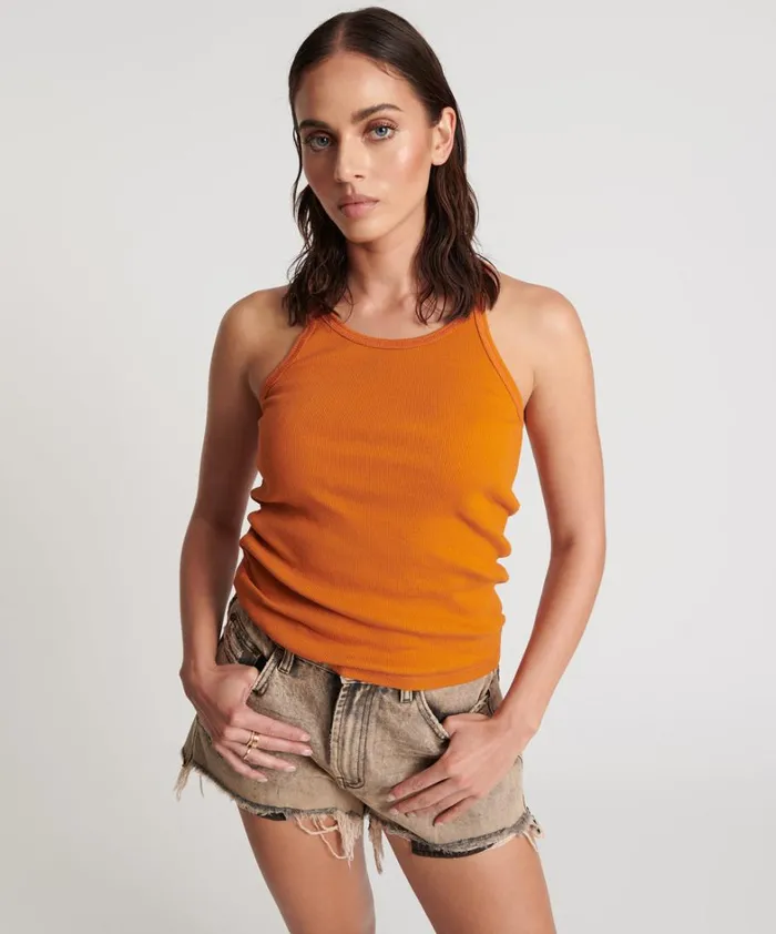 One Teaspoon Tees and Tanks BURNT ORANGE RIBBED TANK TOP 8211 Women