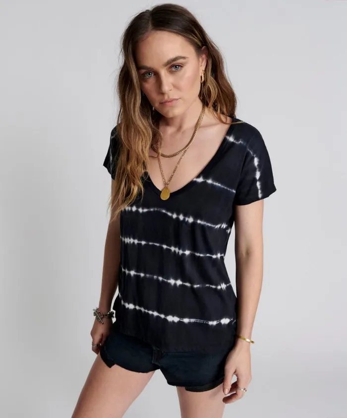 One Teaspoon Tees and Tanks ECLIPSE HAND DYED ORGANIC SCOOP NECK TEE 8211 Women