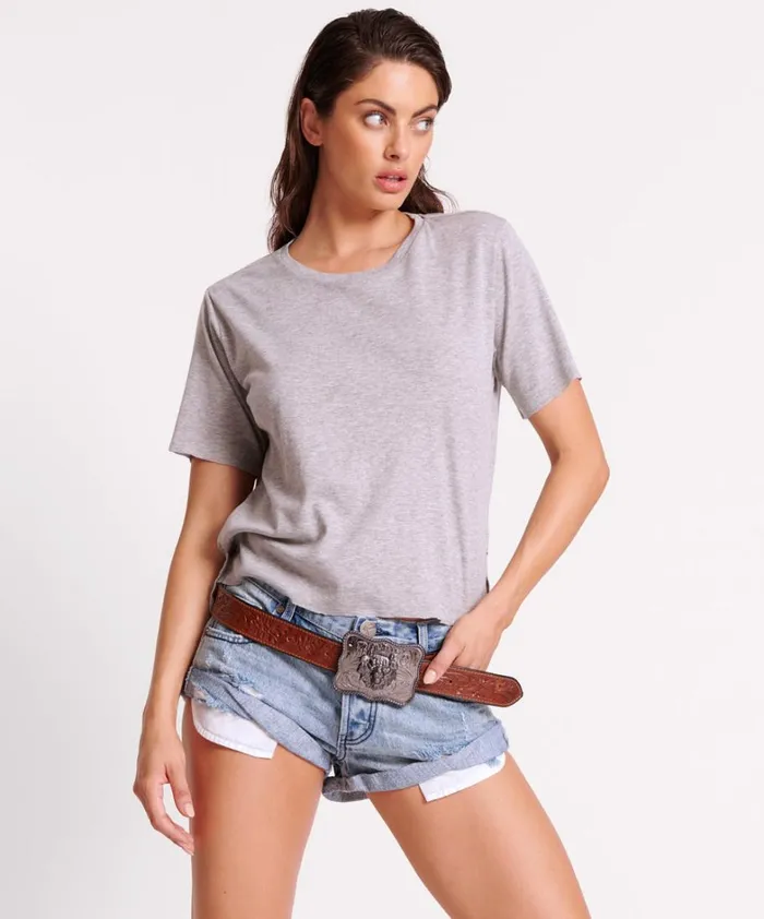 One Teaspoon Tees and Tanks GREY MARLE LUCKY 8 BOYFRIEND TEE 8211 Women
