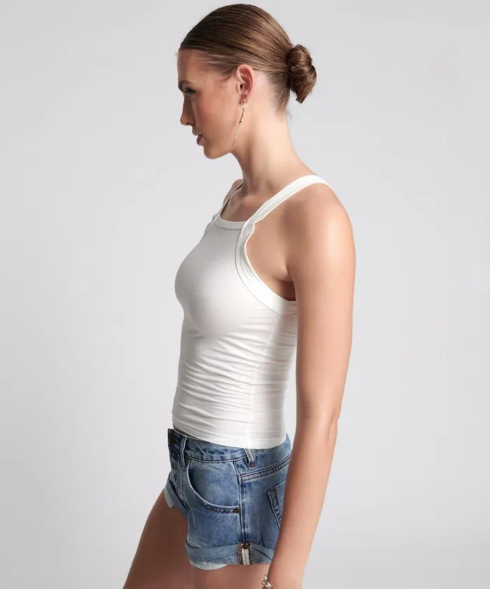 One Teaspoon Tees and Tanks MIAMI BAMBOO LOGO TANK WHITE 8211 Women One Teaspoon Tees and Tanks MIAMI BAMBOO LOGO TANK WHITE 8211 Women