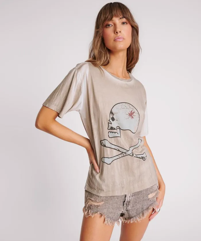 One Teaspoon Tees and Tanks SKULL AND BONES BOYFRIEND TEE 8211 Women