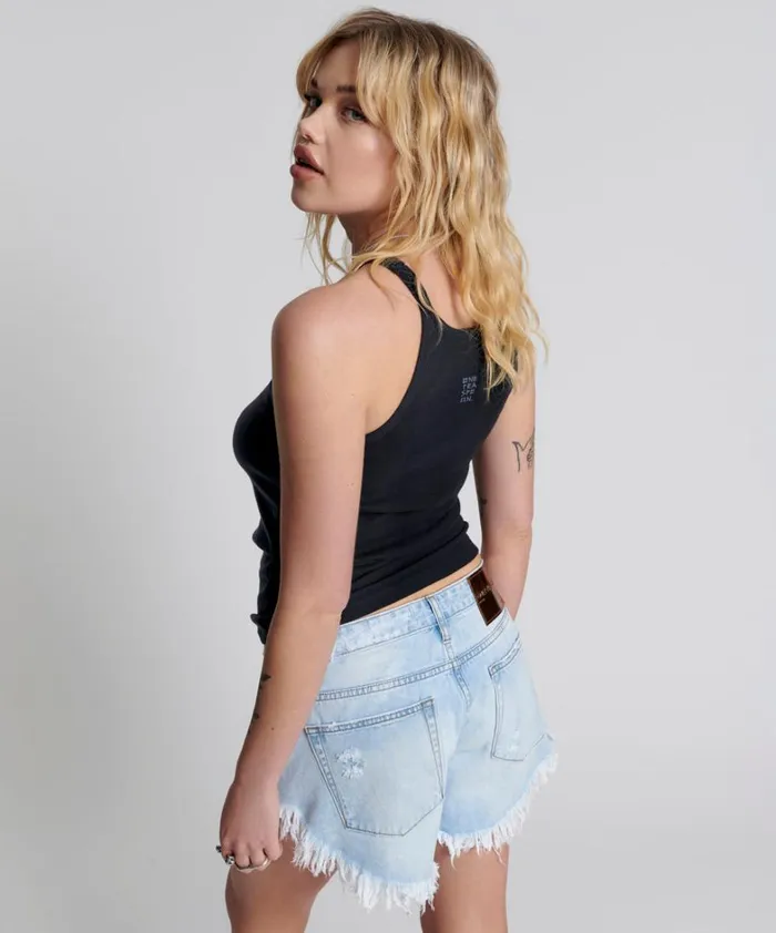 One Teaspoon Tees and Tanks WASHED BLACK LOGO SINGLET 8211 Women One Teaspoon Tees and Tanks WASHED BLACK LOGO SINGLET 8211 Women