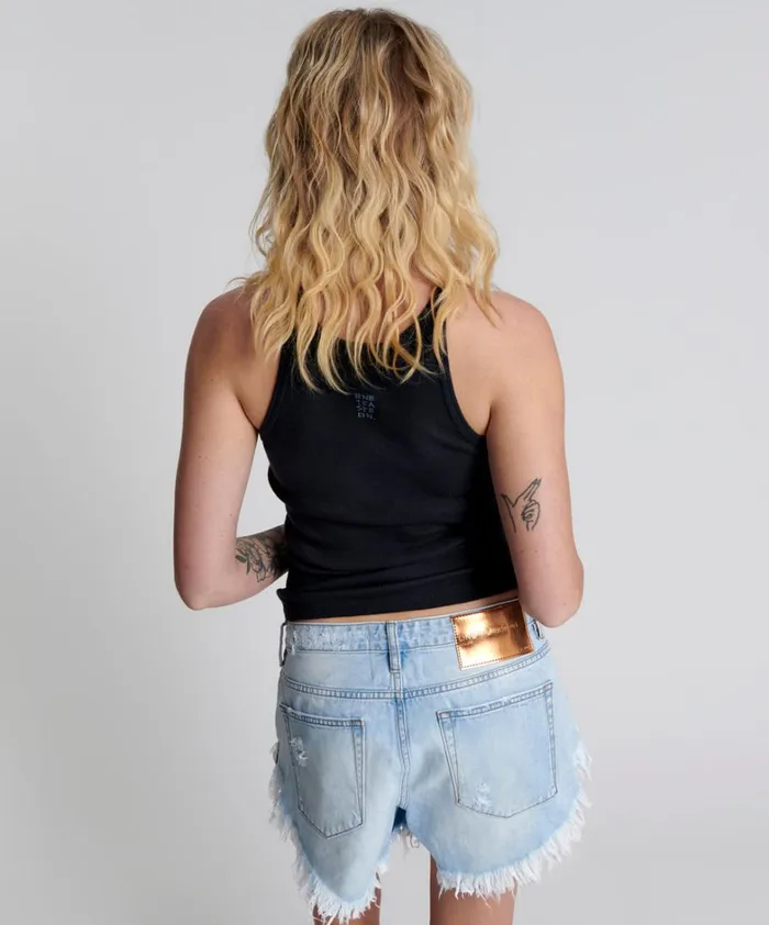 One Teaspoon Tees and Tanks WASHED BLACK LOGO SINGLET 8211 Women One Teaspoon Tees and Tanks WASHED BLACK LOGO SINGLET 8211 Women
