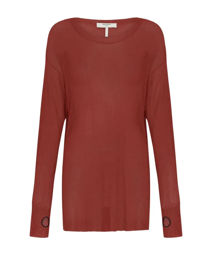 One Teaspoon Tops AMITY SHEER RIB KNIT TOP BROWN 8211 Women One Teaspoon Tops AMITY SHEER RIB KNIT TOP BROWN 8211 Women