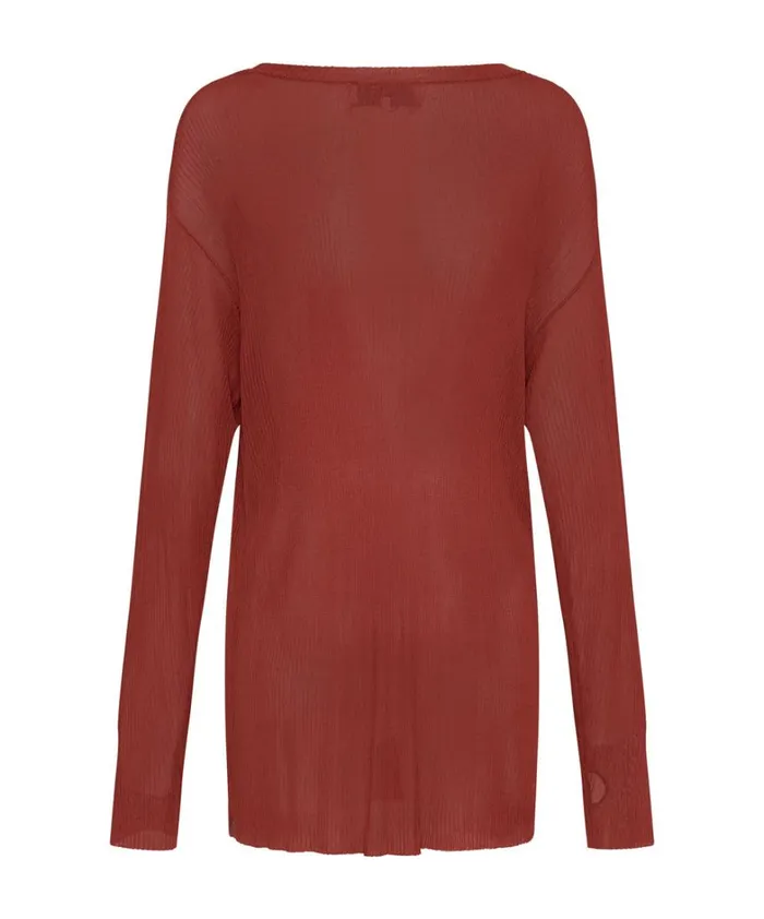 One Teaspoon Tops AMITY SHEER RIB KNIT TOP BROWN 8211 Women One Teaspoon Tops AMITY SHEER RIB KNIT TOP BROWN 8211 Women