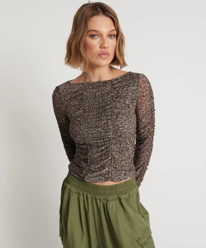 One Teaspoon Tops CAMO NIGHT FEVER LONGSLEEVE MESH TOP 8211 Women