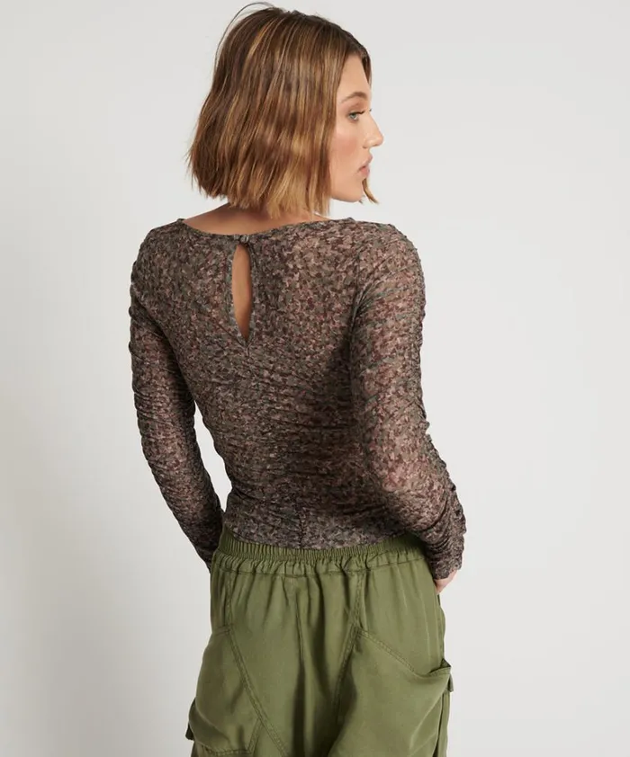 One Teaspoon Tops CAMO NIGHT FEVER LONGSLEEVE MESH TOP 8211 Women