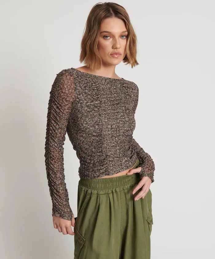 One Teaspoon Tops CAMO NIGHT FEVER LONGSLEEVE MESH TOP 8211 Women