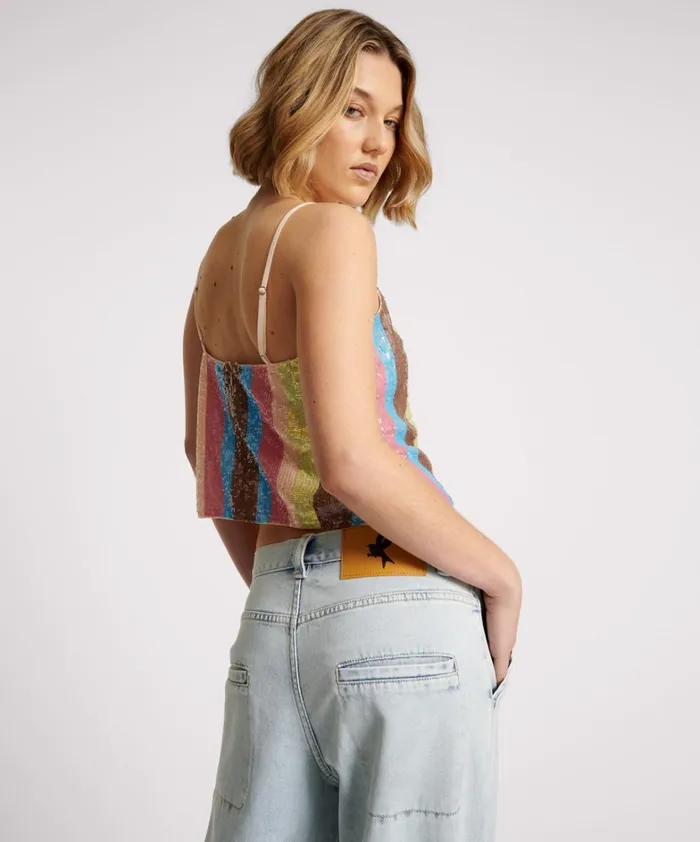 One Teaspoon Tops HAND SEQUIN IBIZA LUXE PARTY CAMI TOP 8211 Women