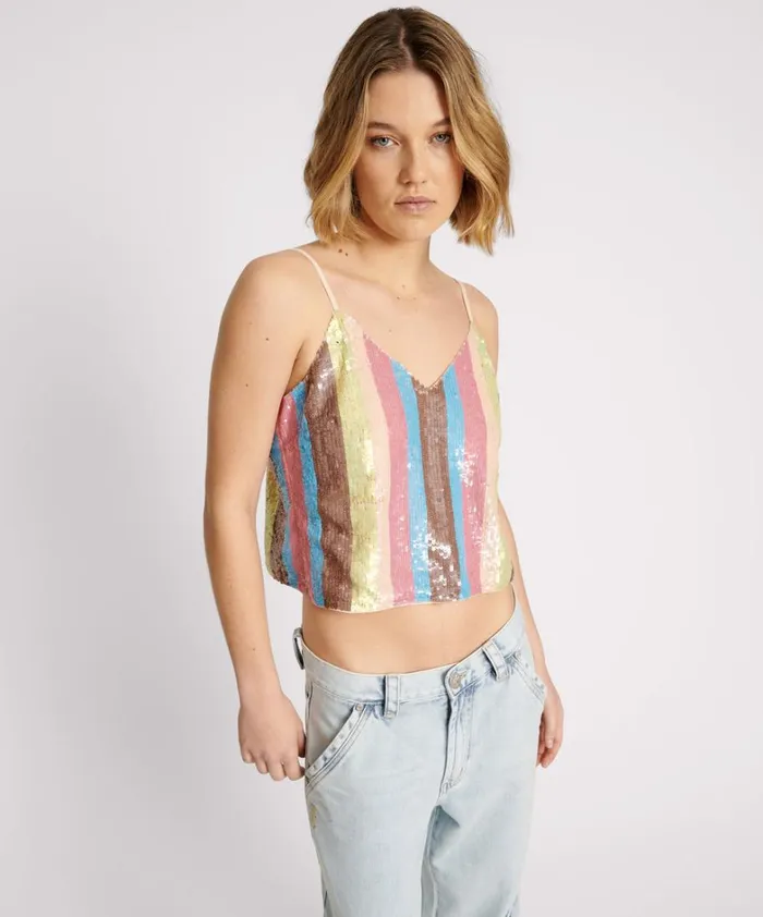 One Teaspoon Tops HAND SEQUIN IBIZA LUXE PARTY CAMI TOP 8211 Women
