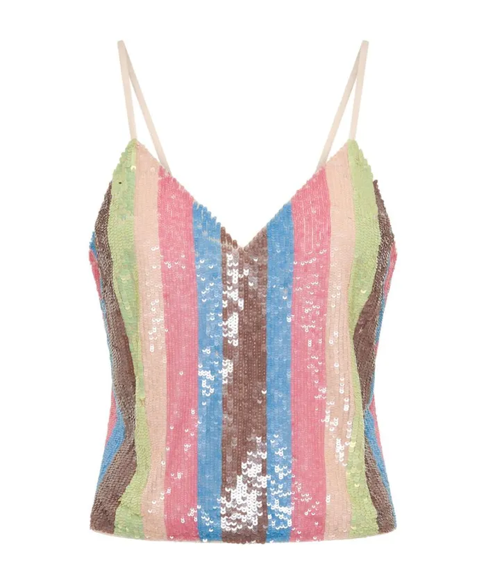 One Teaspoon Tops HAND SEQUIN IBIZA LUXE PARTY CAMI TOP 8211 Women
