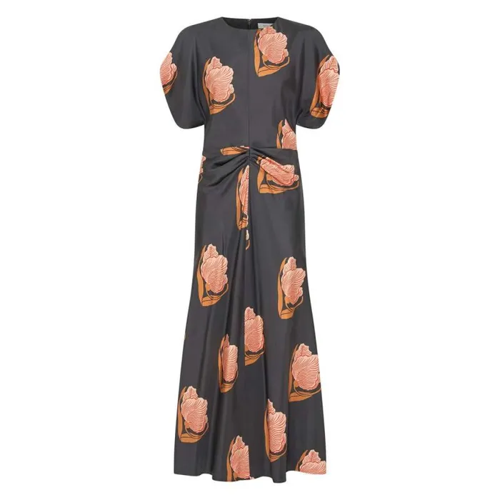 Oroton Dresses Women Linear Tulip Print Dress Black