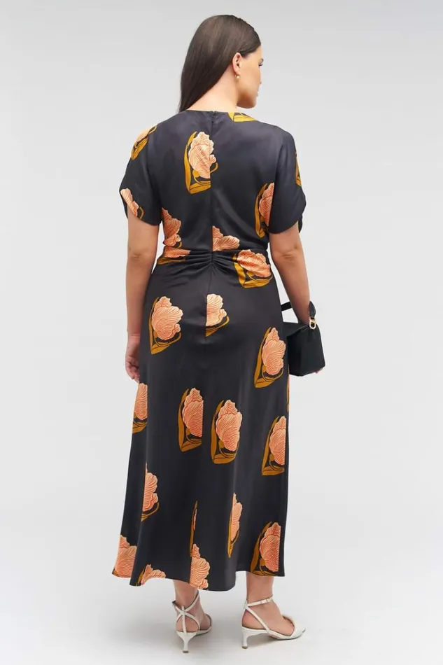 Oroton Dresses Women Linear Tulip Print Dress Black