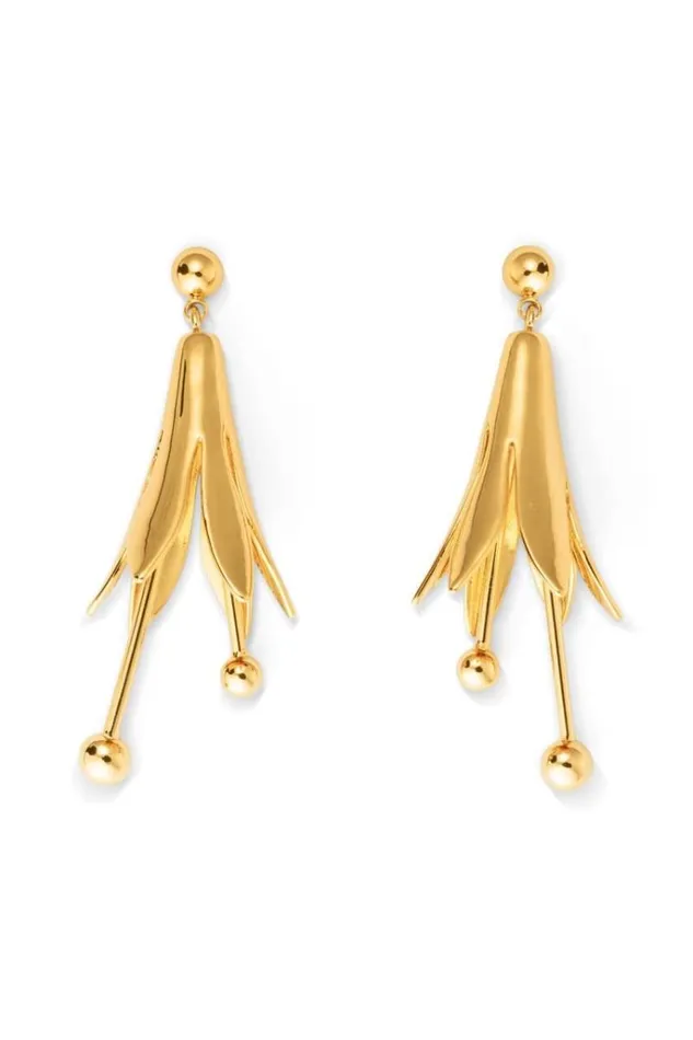 Oroton Earrings Jewellery Lilium Drop Earrings Shiny Gold