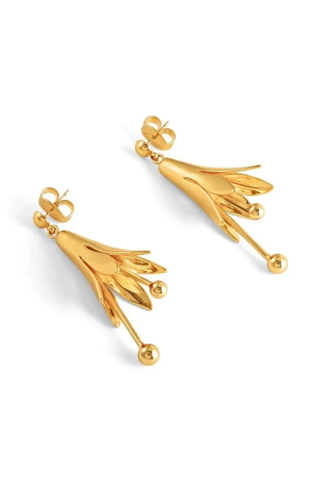 Oroton Earrings Jewellery Lilium Drop Earrings Shiny Gold