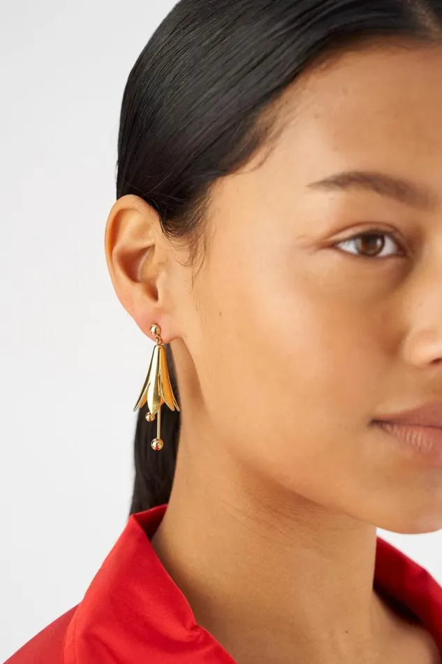 Oroton Earrings Jewellery Lilium Drop Earrings Shiny Gold