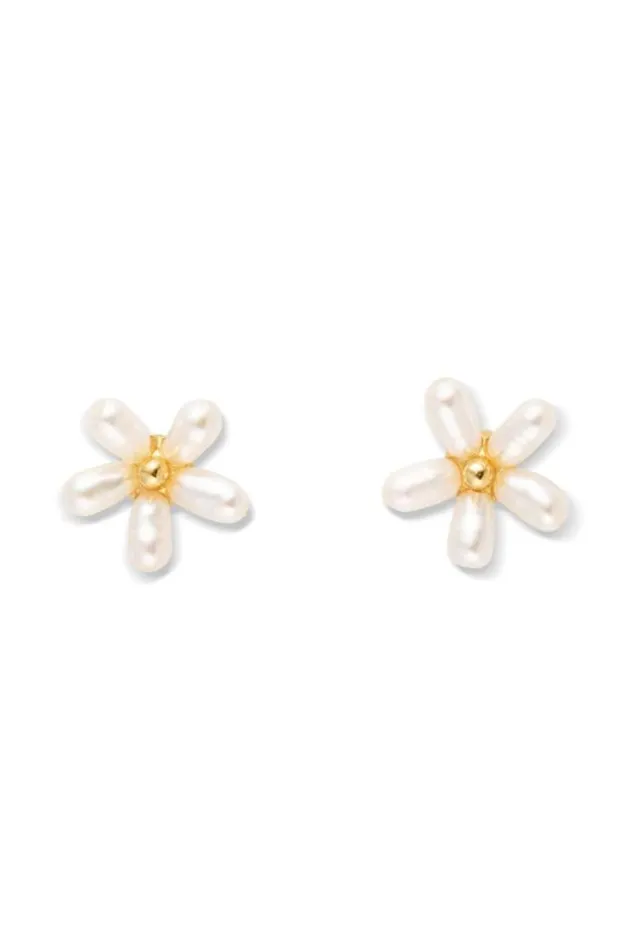 Oroton Earrings Jewellery Posie Mini Flower Studs Goldpearl