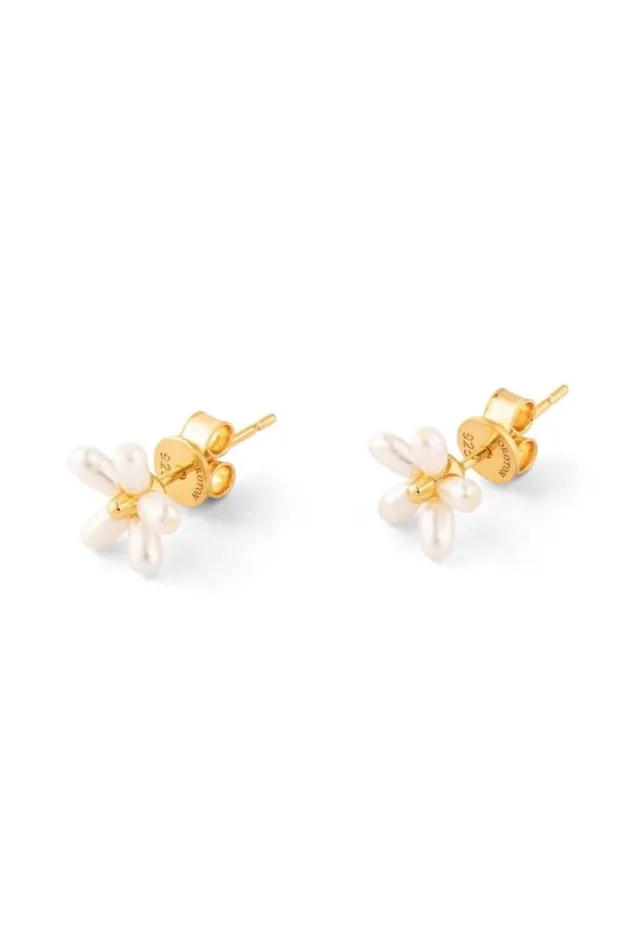 Oroton Earrings Jewellery Posie Mini Flower Studs Goldpearl