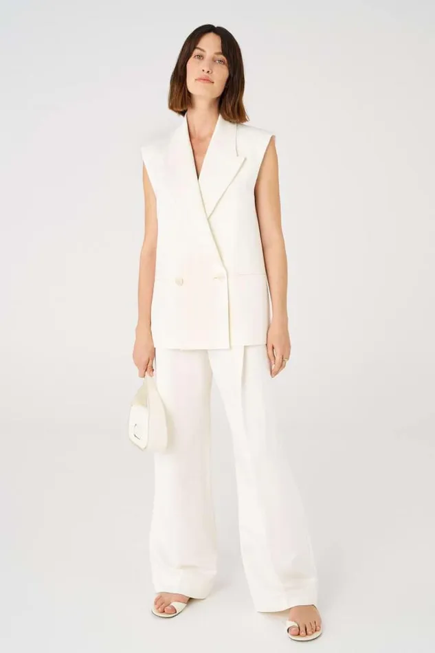 Oroton Jackets and Outerwear Women Sleeveless Waiter039s Jacket Cream
