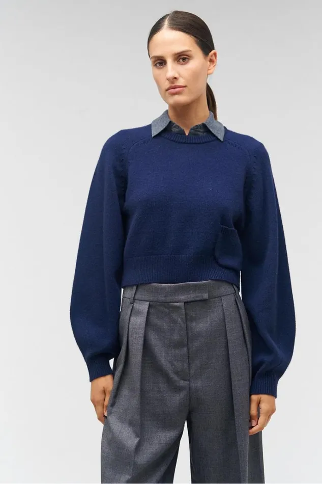 Oroton Knitwear Women Crop Crew Sweater North Sea