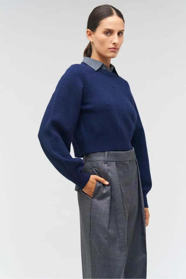 Oroton Knitwear Women Crop Crew Sweater North Sea