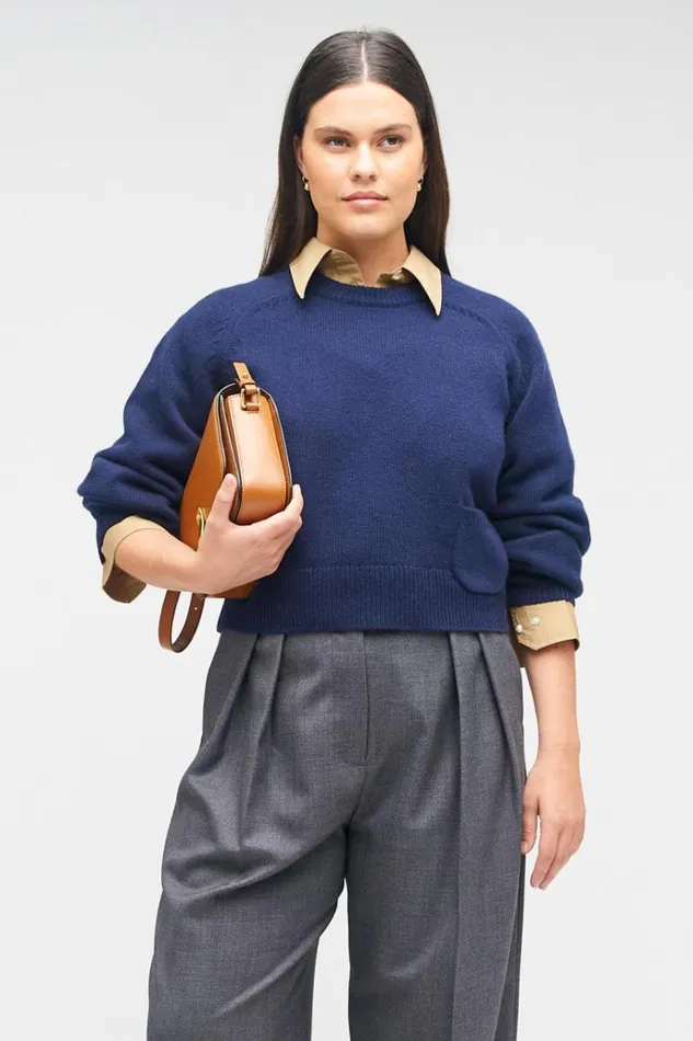 Oroton Knitwear Women Crop Crew Sweater North Sea