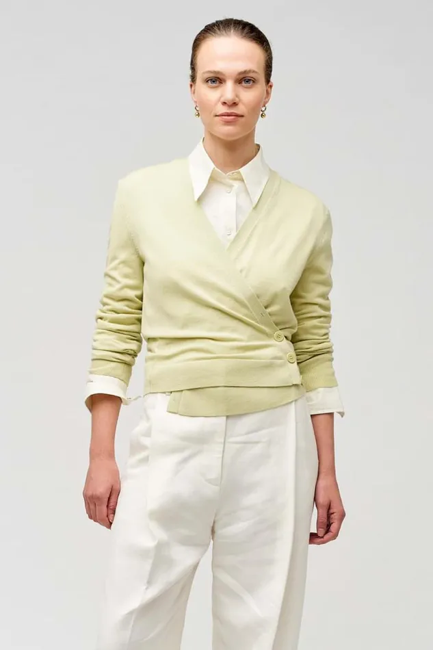 Oroton Knitwear Women Wrap Cardigan Fennel