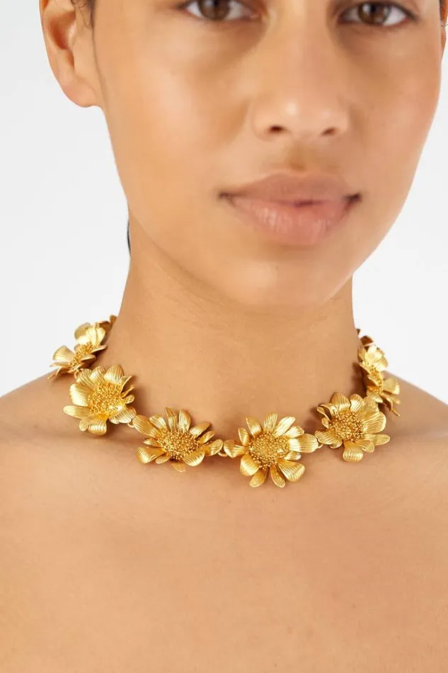 Oroton Necklaces Jewellery Peony Necklace Worn Gold