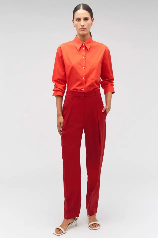 Oroton Pants Women Pleat Pant Cerise