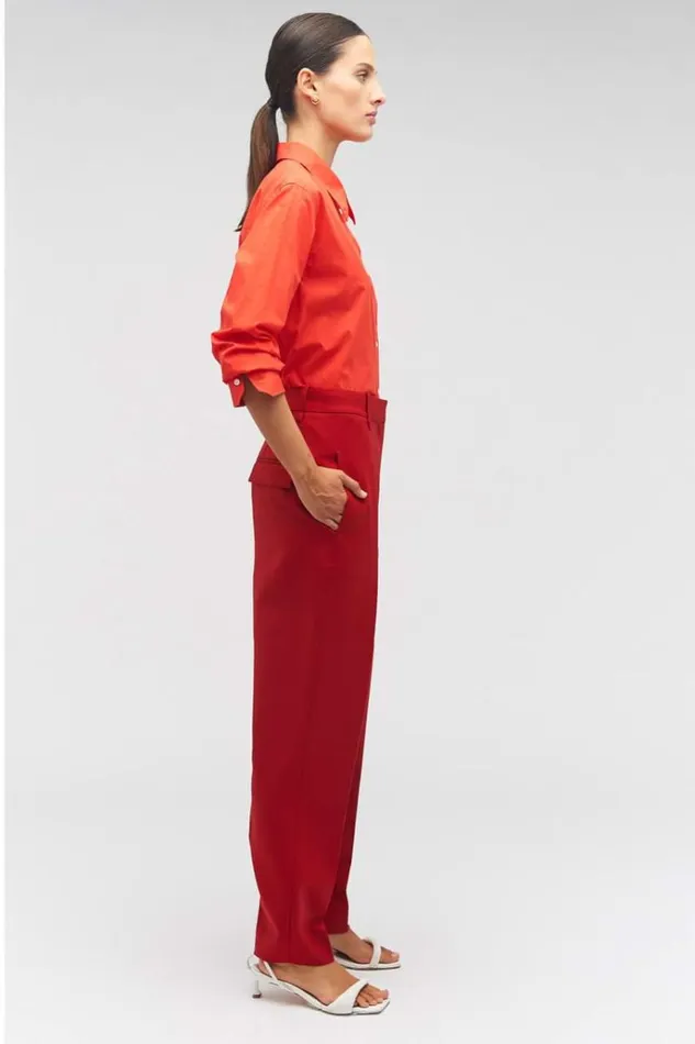 Oroton Pants Women Pleat Pant Cerise
