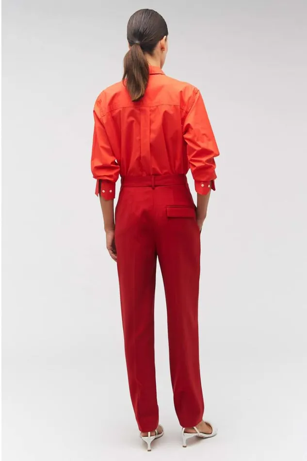 Oroton Pants Women Pleat Pant Cerise