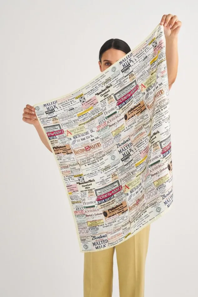 Oroton Scarves Accessories All Over Label Scarf Soft Cream