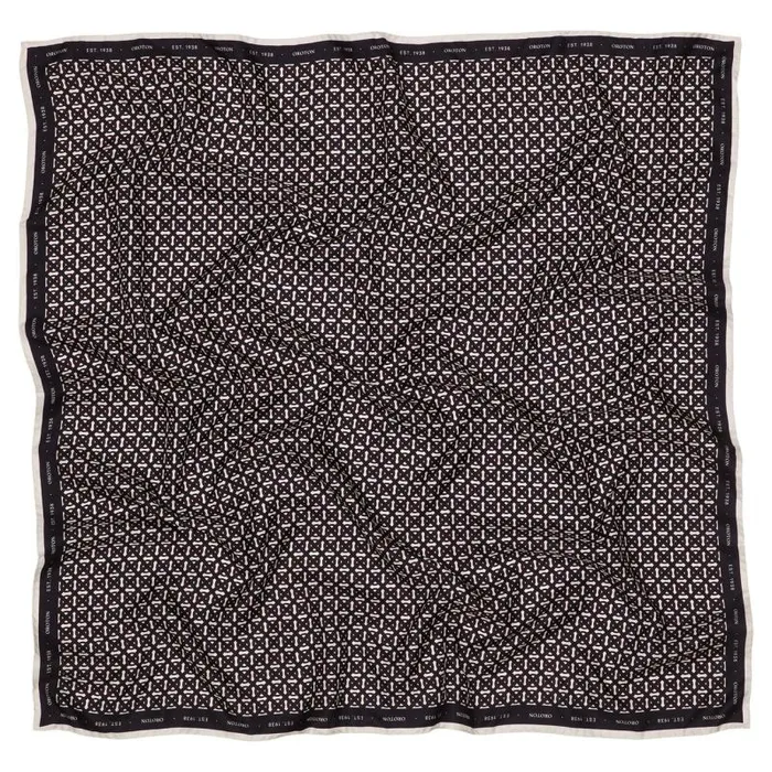Oroton Scarves Accessories All Over Logo Silk Scarf Black