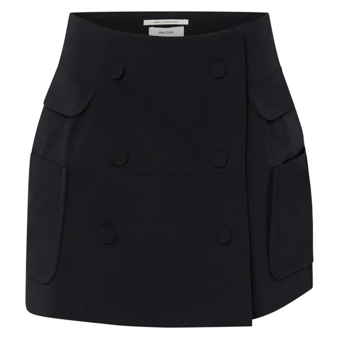 Oroton Skirts Women Double Breasted Mini Bell Skirt Black