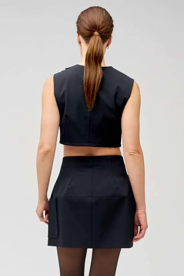 Oroton Skirts Women Double Breasted Mini Bell Skirt Black