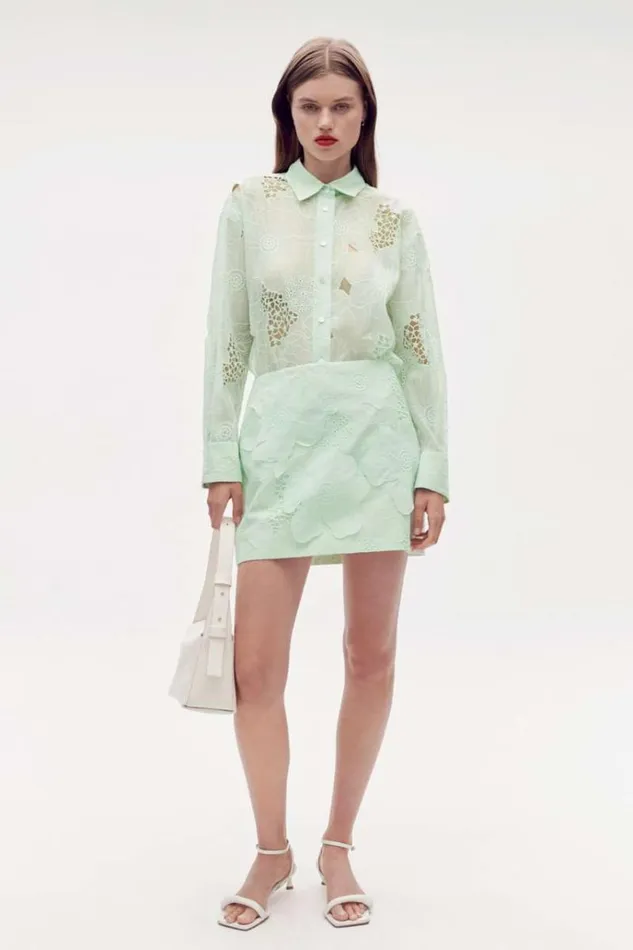 Oroton Tops Women Lace Overshirt Sea Spray