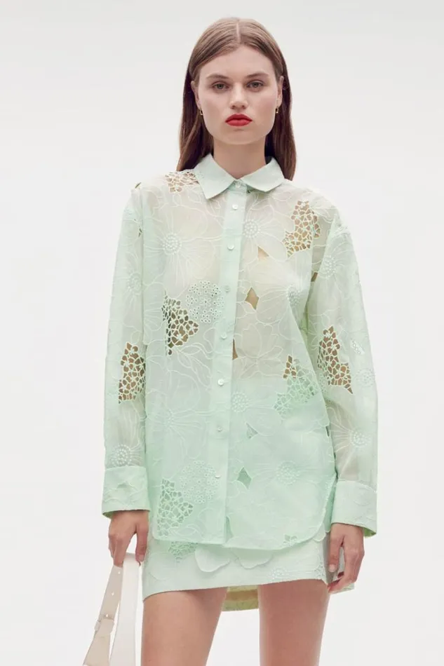 Oroton Tops Women Lace Overshirt Sea Spray