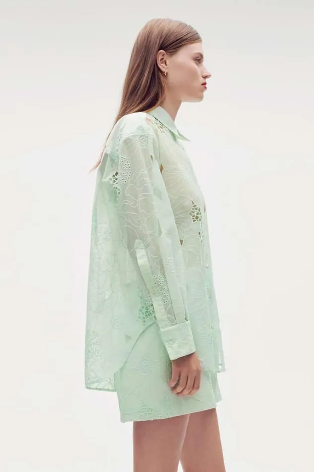 Oroton Tops Women Lace Overshirt Sea Spray
