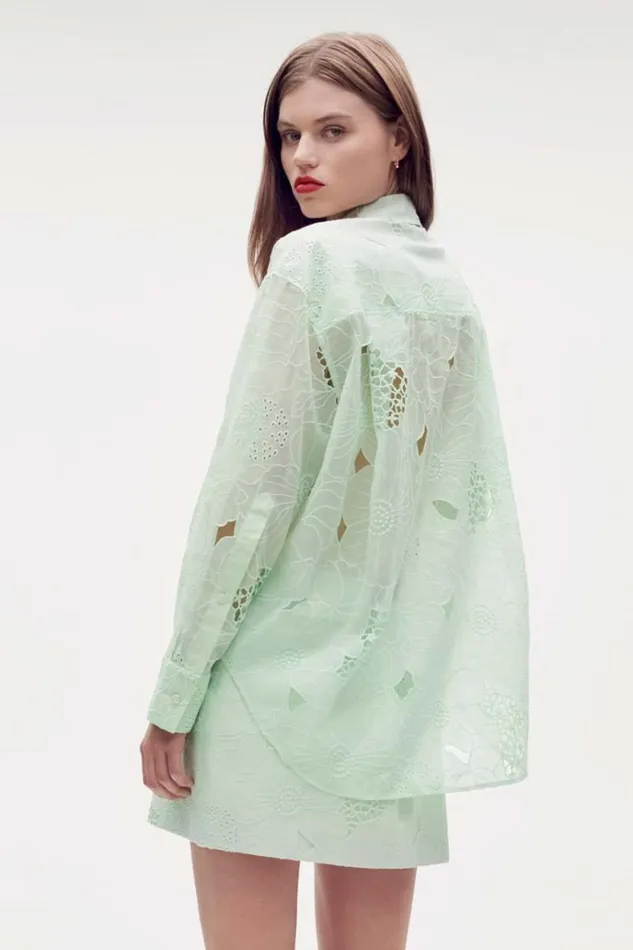Oroton Tops Women Lace Overshirt Sea Spray