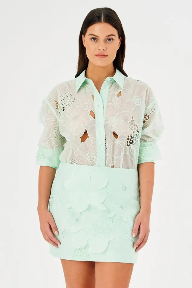 Oroton Tops Women Lace Overshirt Sea Spray