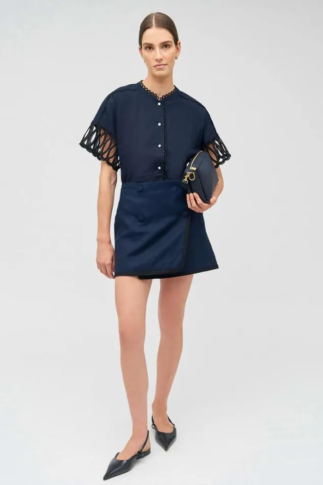 Oroton Tops Women Lace Trim Blouse North Sea