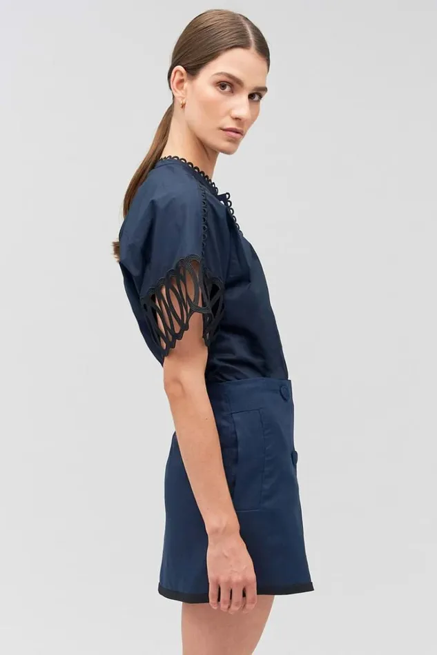Oroton Tops Women Lace Trim Blouse North Sea