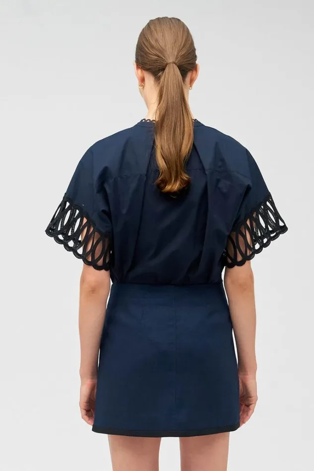 Oroton Tops Women Lace Trim Blouse North Sea
